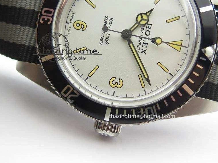 On SS Dial Strap Vintage 1680 White Nylon No Submariner A2836 Date 0218